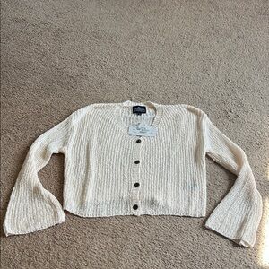 Cream Knit Button-Front Women's Sweater